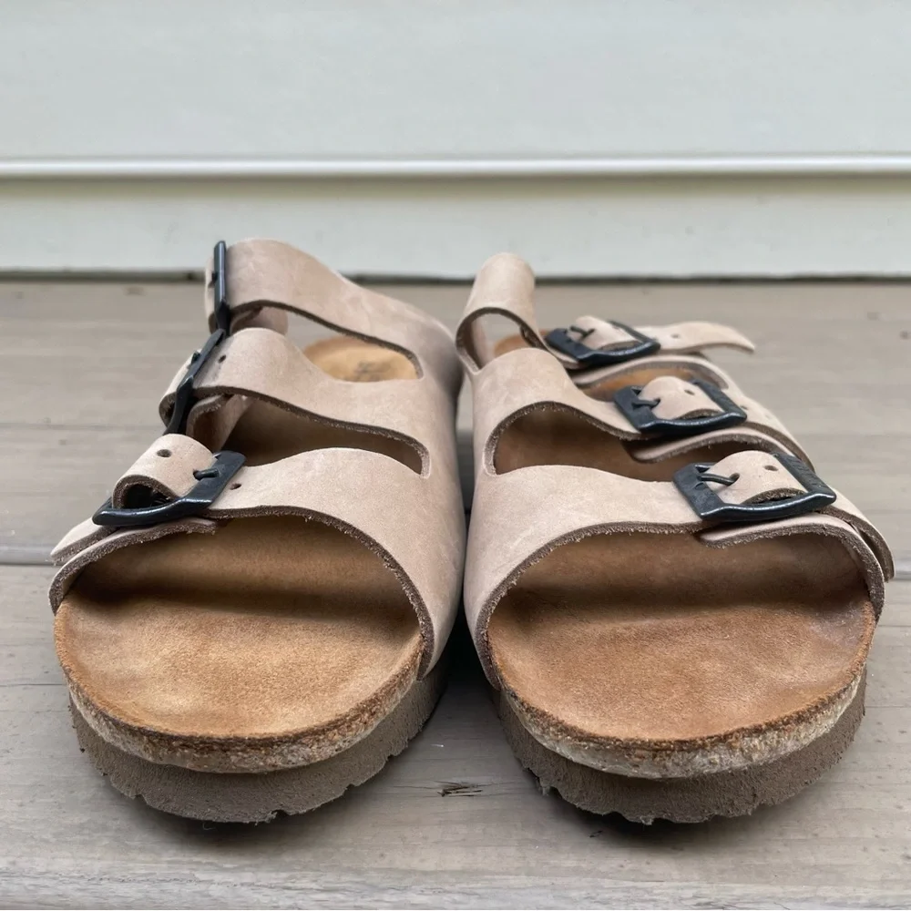Naot Footwear Austin Sand Stone Suede Triple Strap Slide Sandals size 42 - Picture 4 of 14